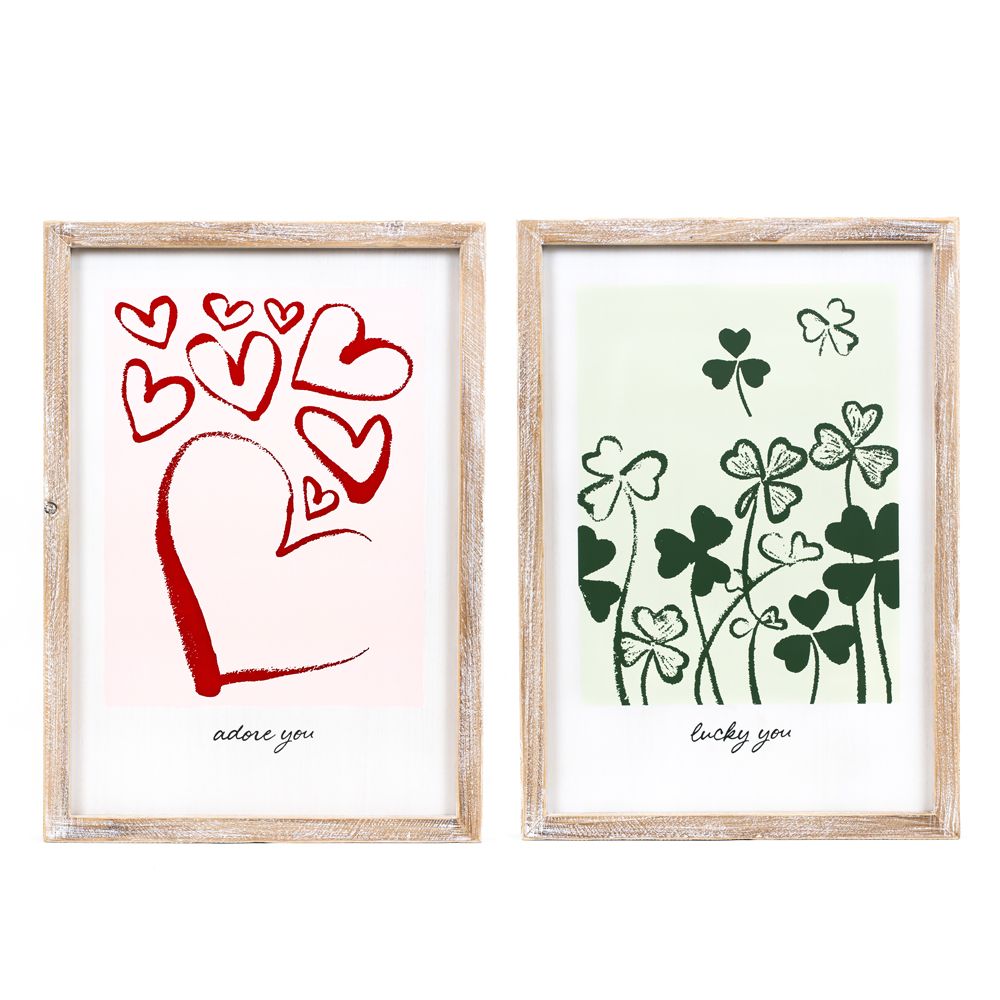 Reversible Wood Frame Sign - ADORE/LUCKY Multicolor
