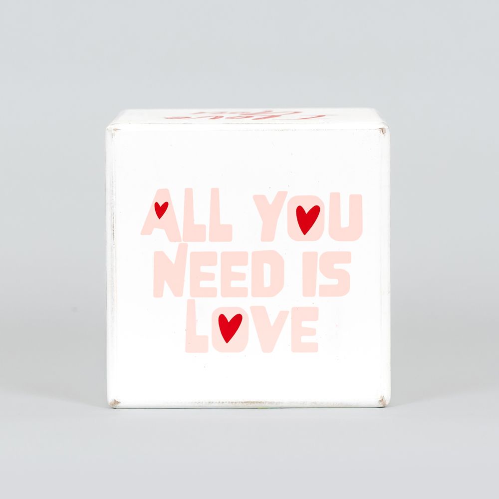 Love Cube Decorative Accent - Multicolor Wood Block