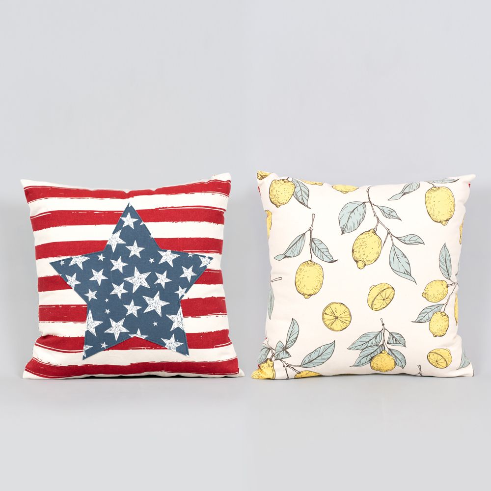 15x14 Reversible Star & Lemon Decorative Pillow