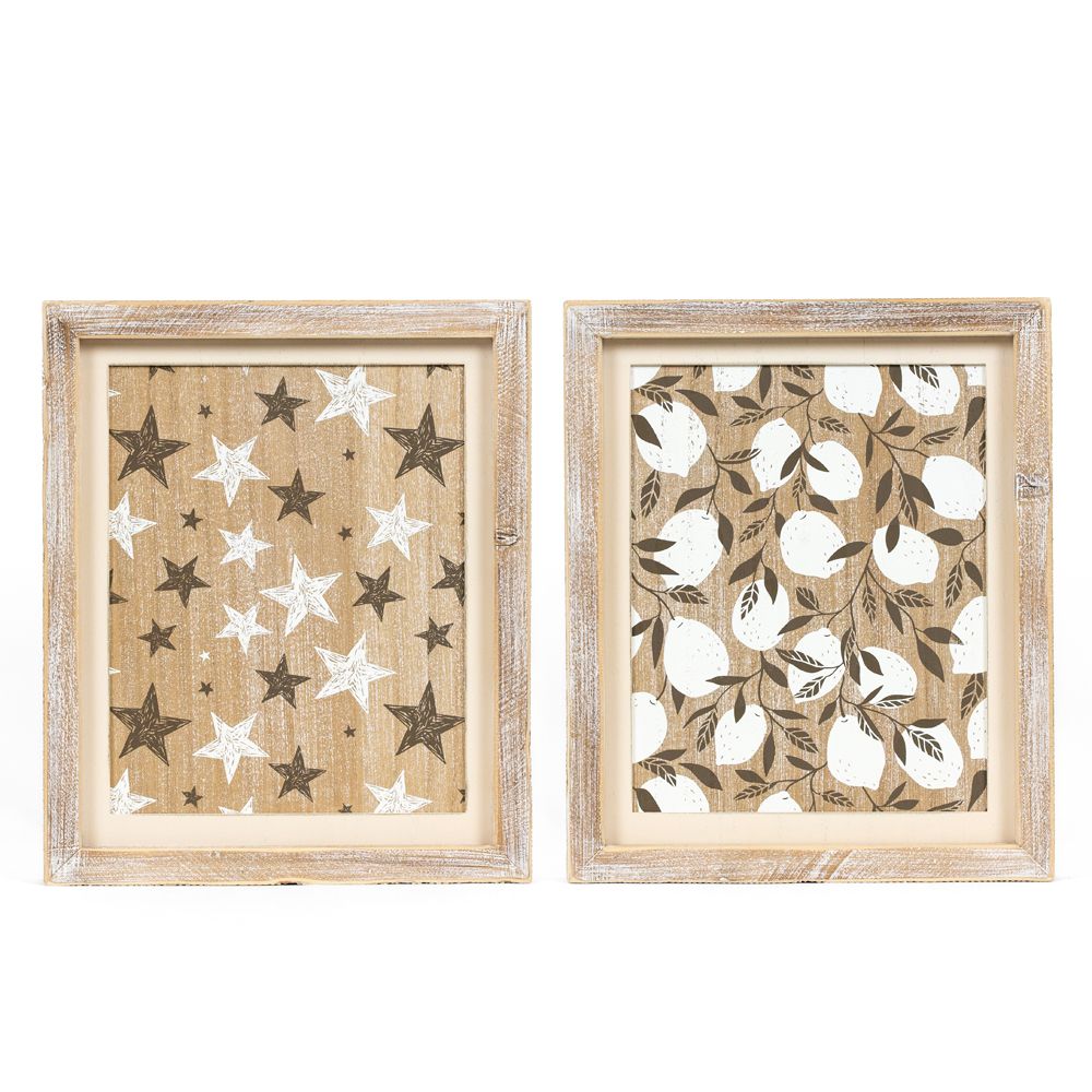 10x12 Reversible Wood Frame Sign - Stars & Lemons