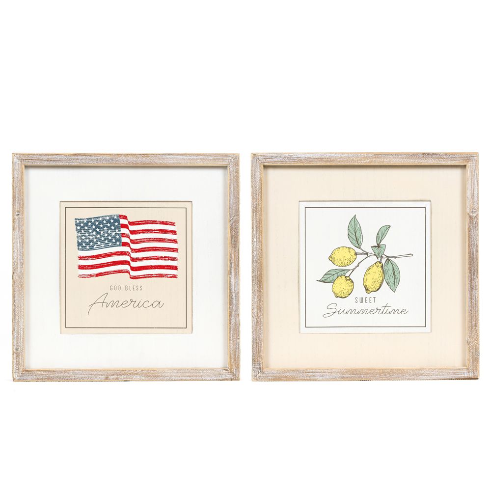 14" Reversible Wood Sign - America/Sweet Summertime