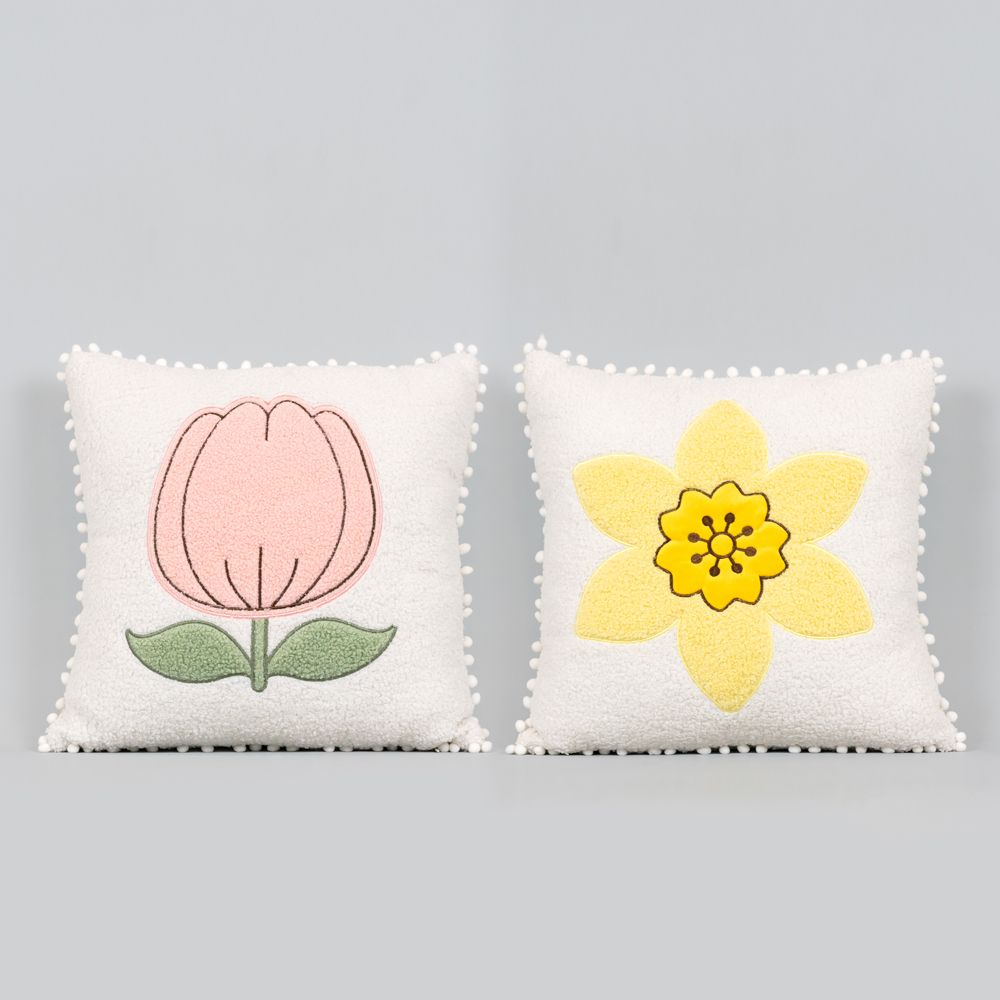 16x16 Reversible Pillow - Tulip & Daffodil Design