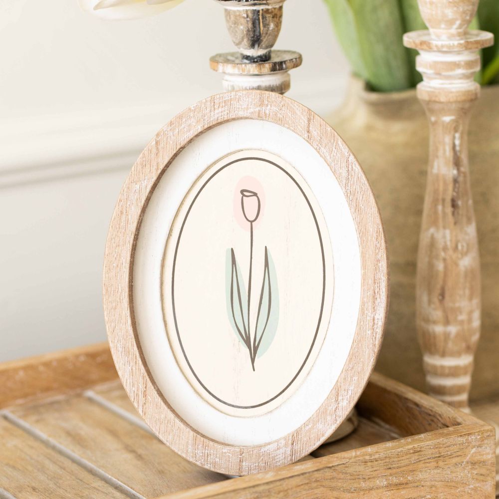 Bunnies & Blooms Multicolor Tulip Wood Frame Sign