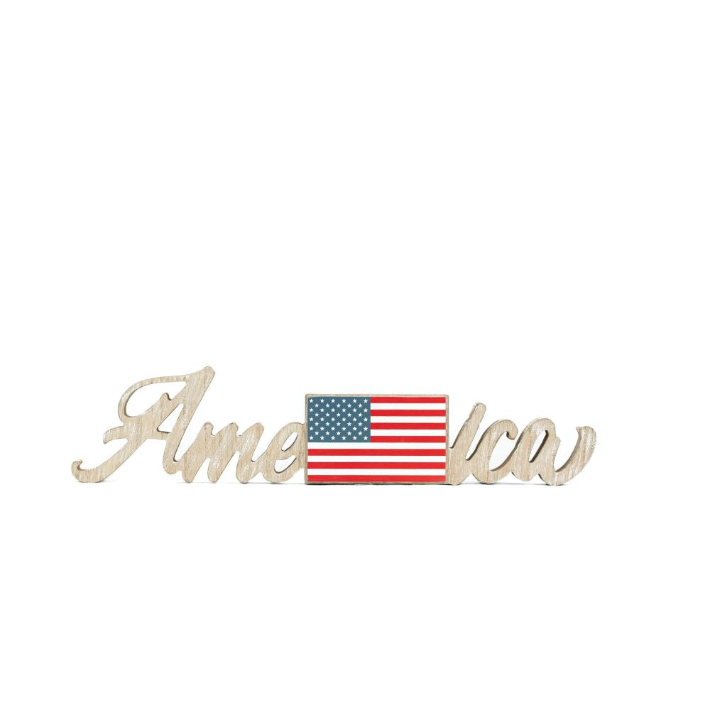 America Wood Cutout - Multicolor Patriotic Decor