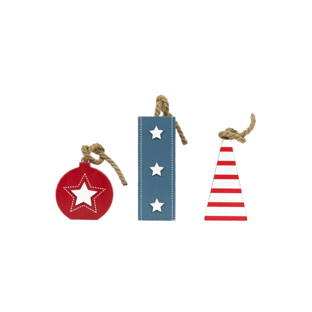Americana Fireworks Chunky Wood Shapes - Set of 3