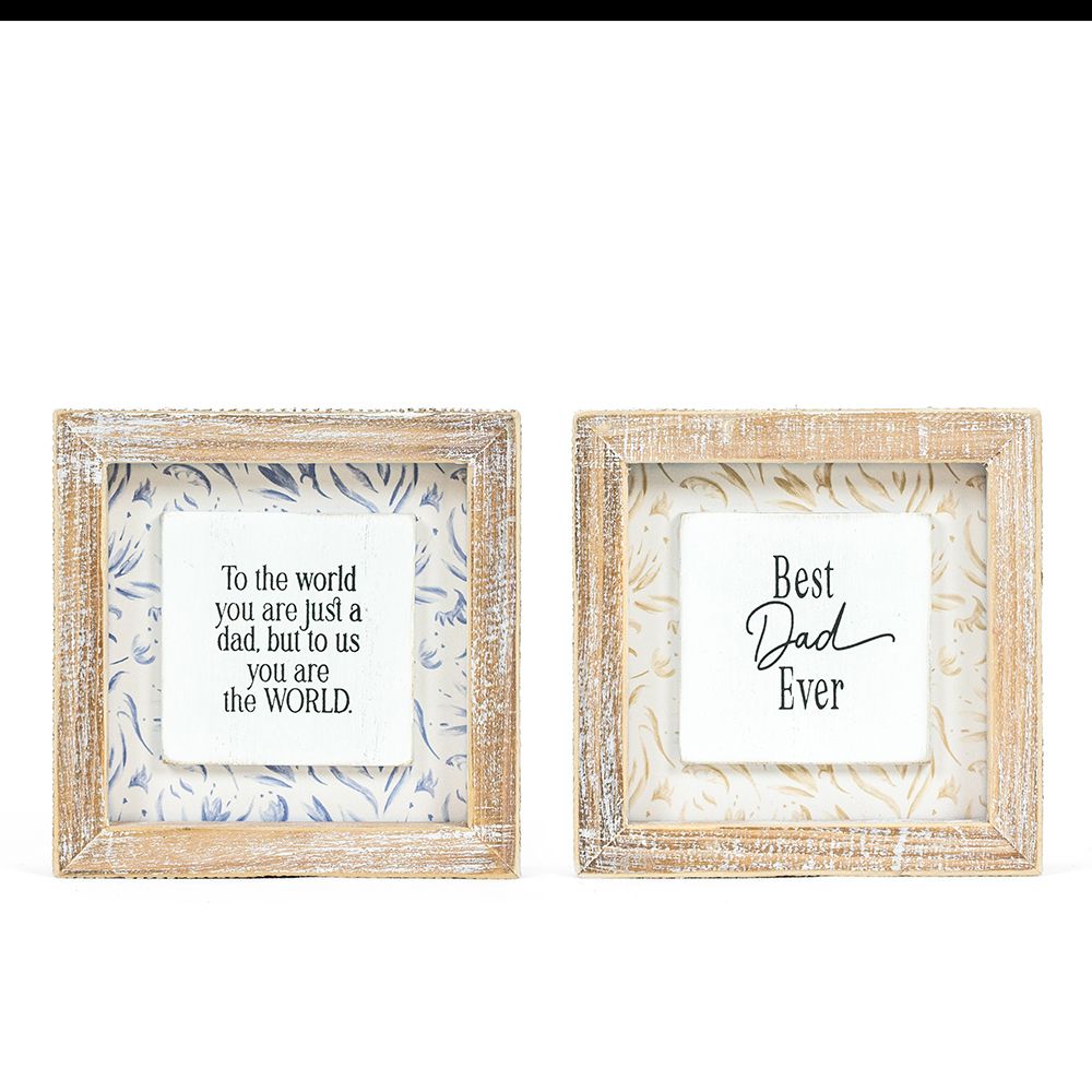 Reversible Wood Frame Sign - World/Dad