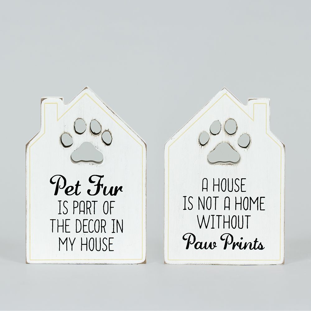 Pet Fur Wooden Decor Sign - Two-Sided Multicolor