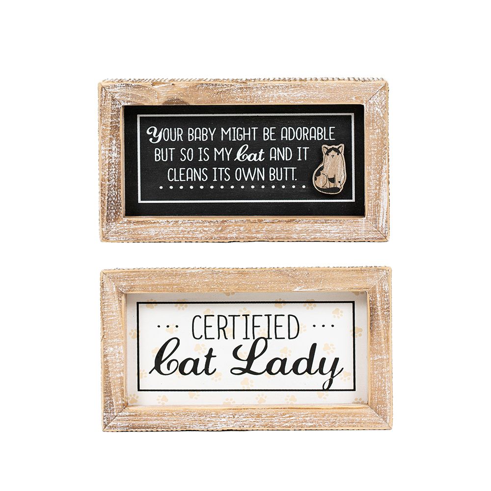 Reversible Fur Babies Cat Wood Sign - 7x4 Multicolor