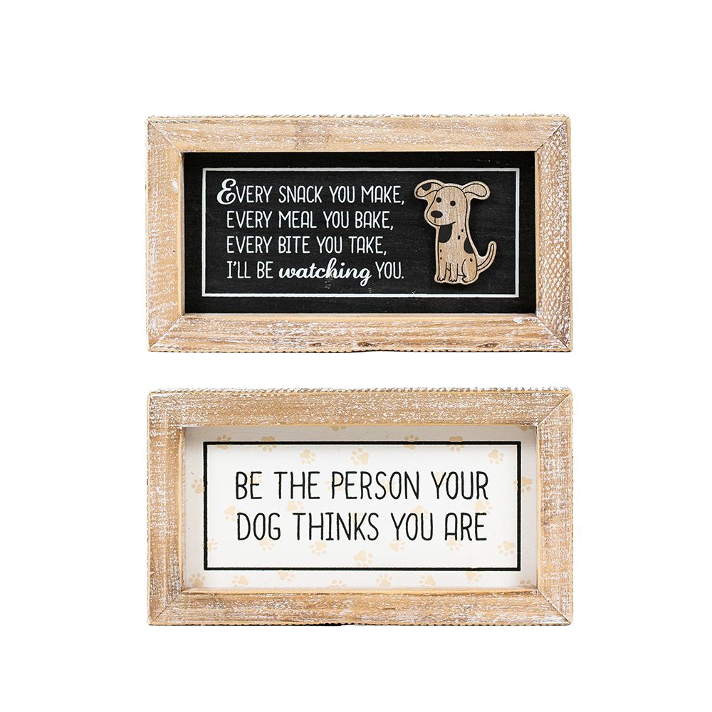 7x4 Reversible Wood Frame Sign - Snack/Dog Messages