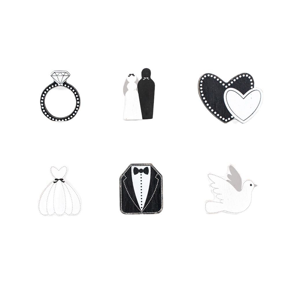 Wedding Wood Shapes Set of 6 - You & Me Collection