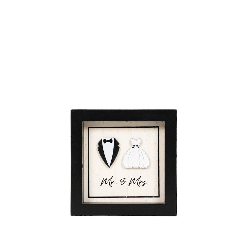 Reversible Wedding Wood Frame Sign - MR & MRS / YOU & ME
