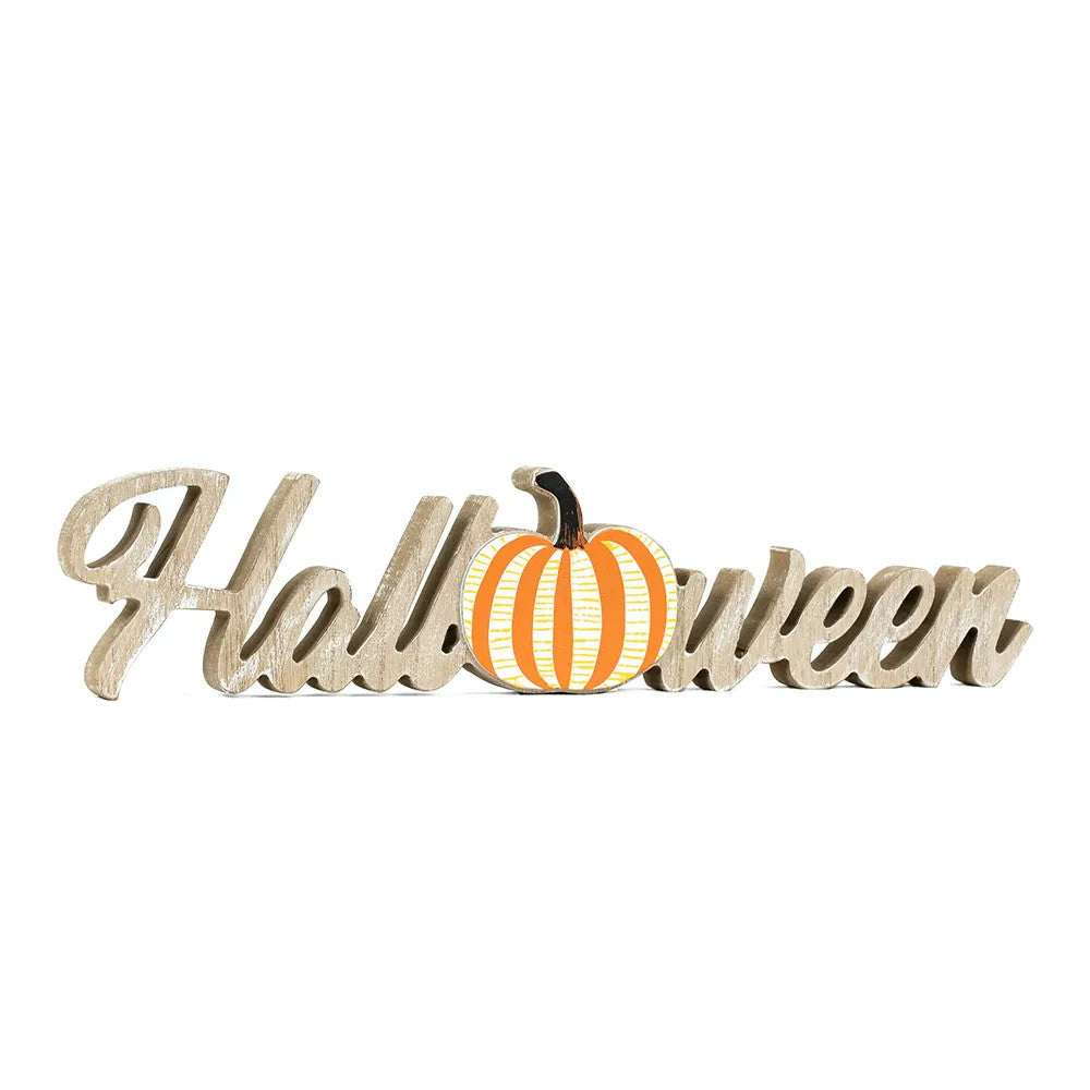 Halloween Wood Cutout - Multicolor Scripty Sign