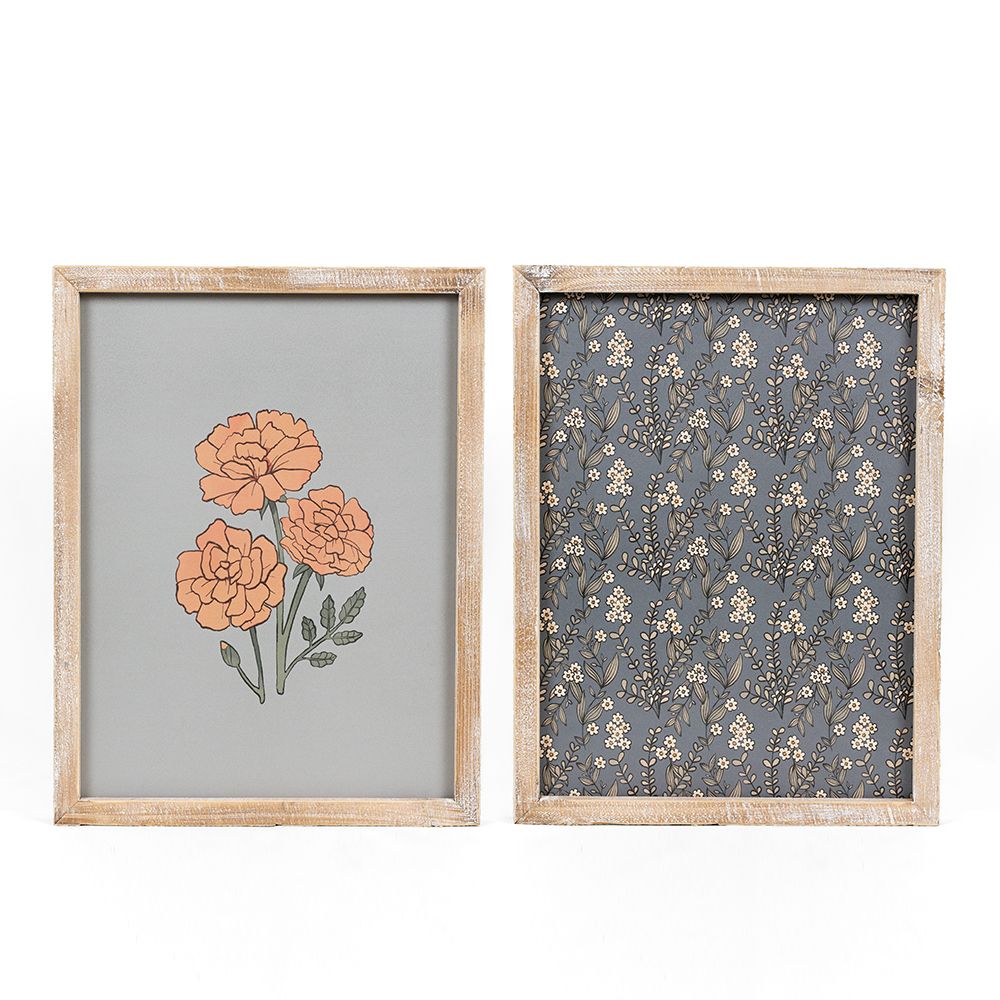 Rustic Wood Frame Sign - Marigold Pattern