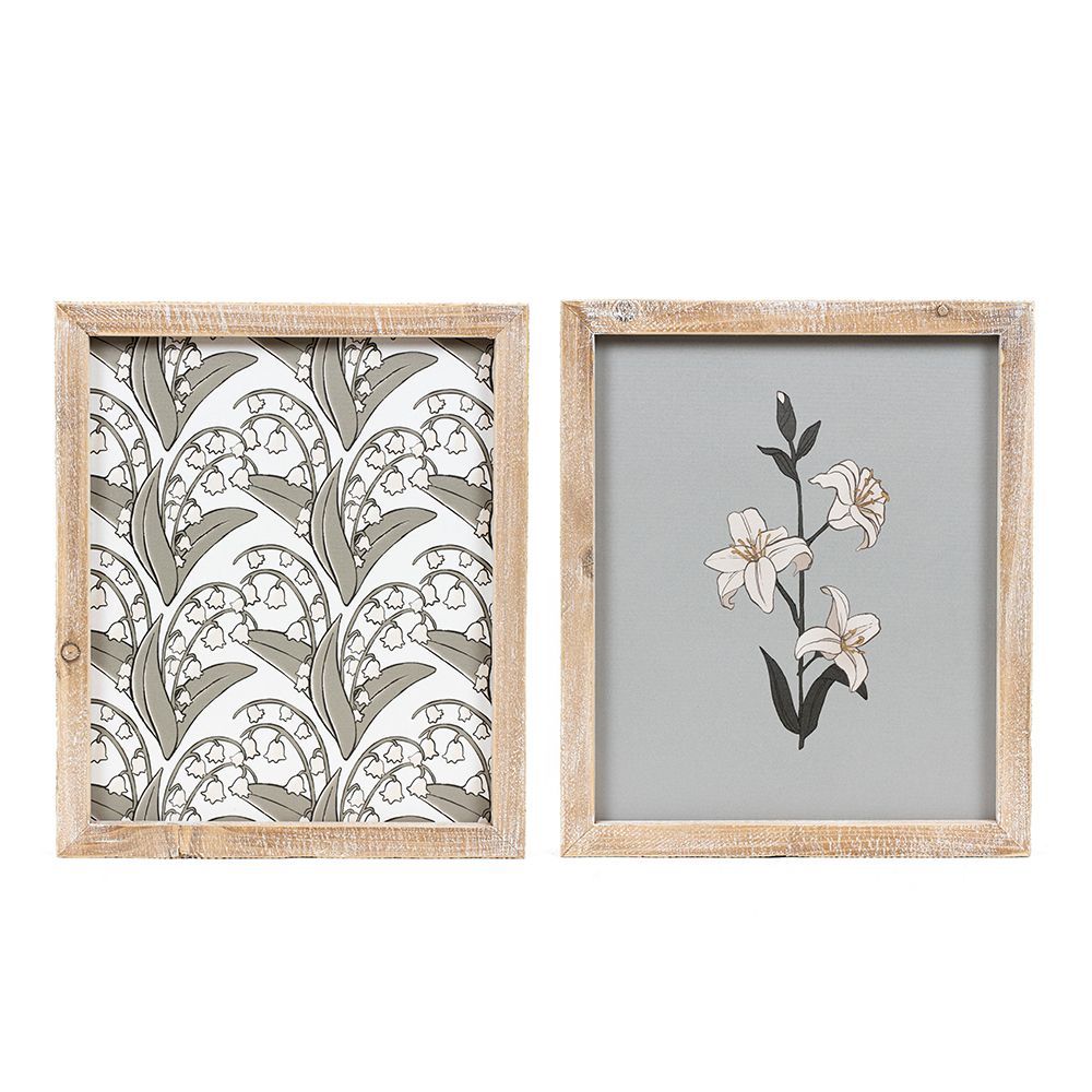 Reversible Lily Wood Frame Sign - Multi-Color