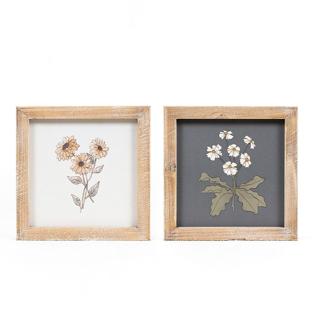 8x8 Reversible Sunflower Daisy Wood Frame Sign