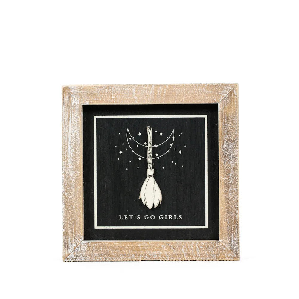 Reversible Halloween Wood Sign - Broom/Pie
