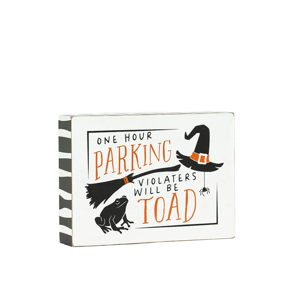 Halloween Parking Wood Block Sign - Sweet & Spooky