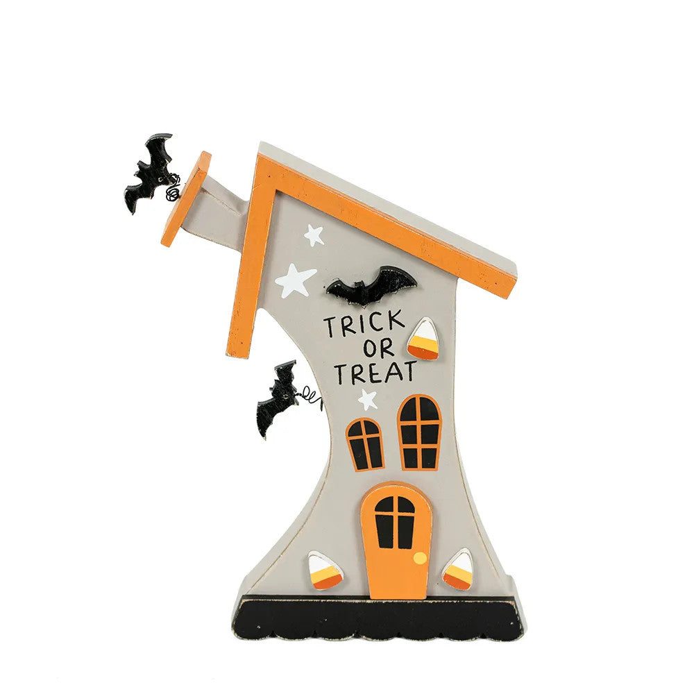 Wooden Halloween House Decor - Pumpkins & Sweets Cutout