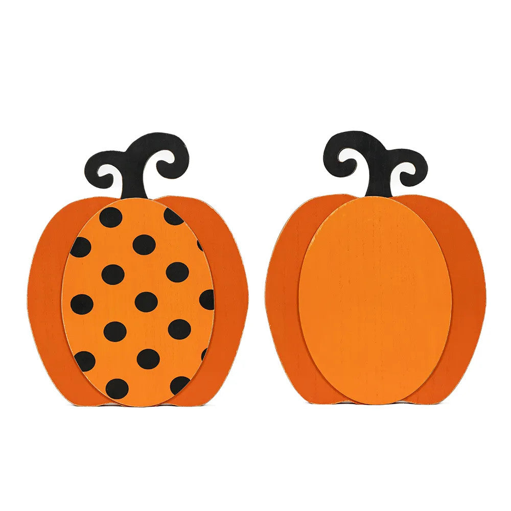 Wood Pumpkin Cutout - Orange & Black