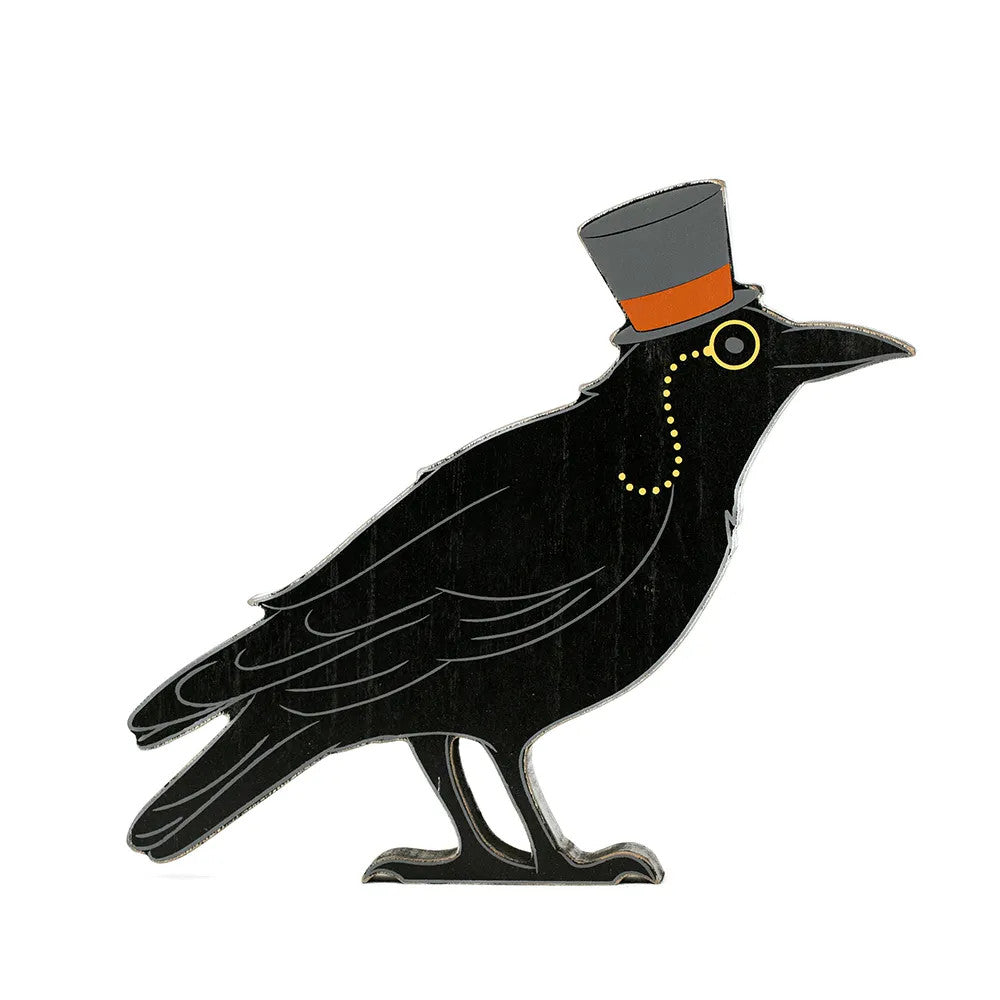 Sweet & Spooky Reversible Wood Raven Decor