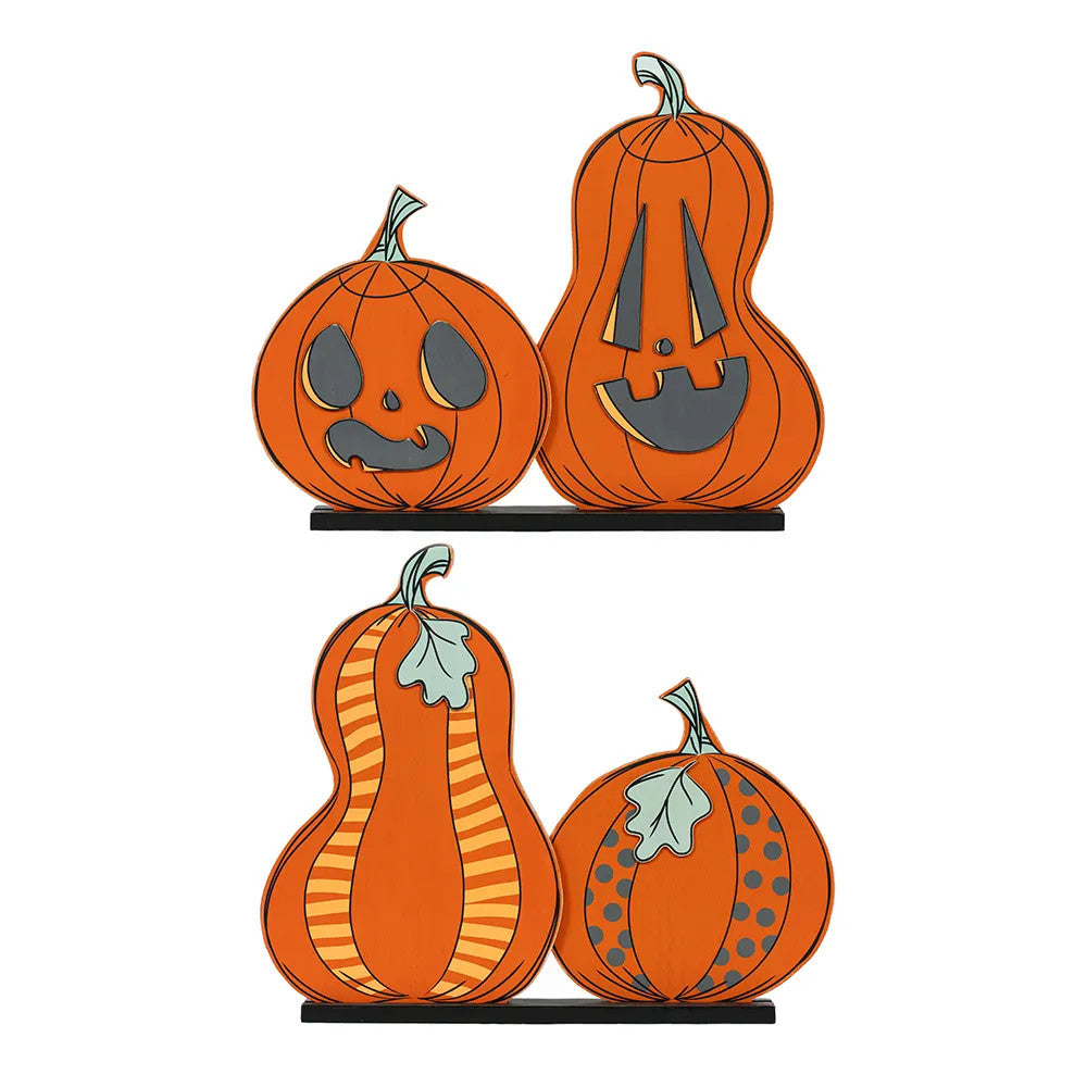 Reversible Wooden Pumpkins D??cor