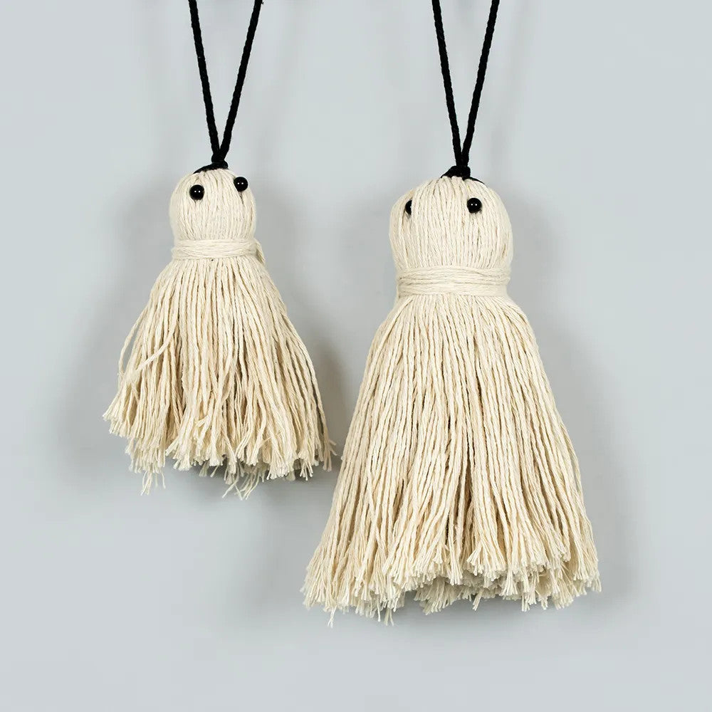 Tassel Ghost Ornaments Set of 2 - White and Black