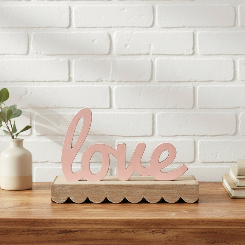 LOVE Wood Cutout - Pink Valentines Decor