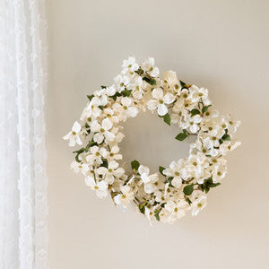 Dogwood Faux Wreath - White & Green