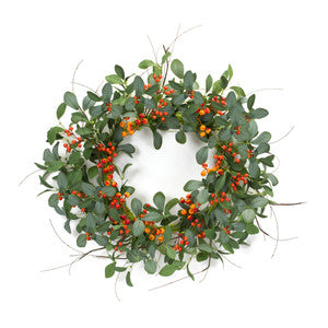 Berry & Foliage Decorative Faux Wreath - 21"