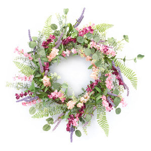 Mixed Floral Faux Wreath - 19.5"