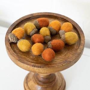 Wool Acorns Decorative Set of 12
