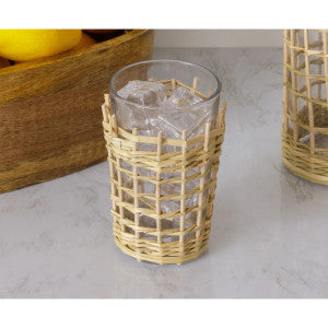 Drinking Glass with Seagrass Sleeve