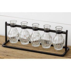 Clustered Hanging Bud Vase - 5 Glass Bottles