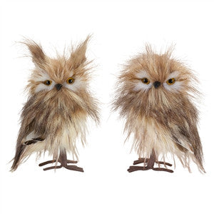 Fuzzy Owl Decorative Figurines (Set of 2)