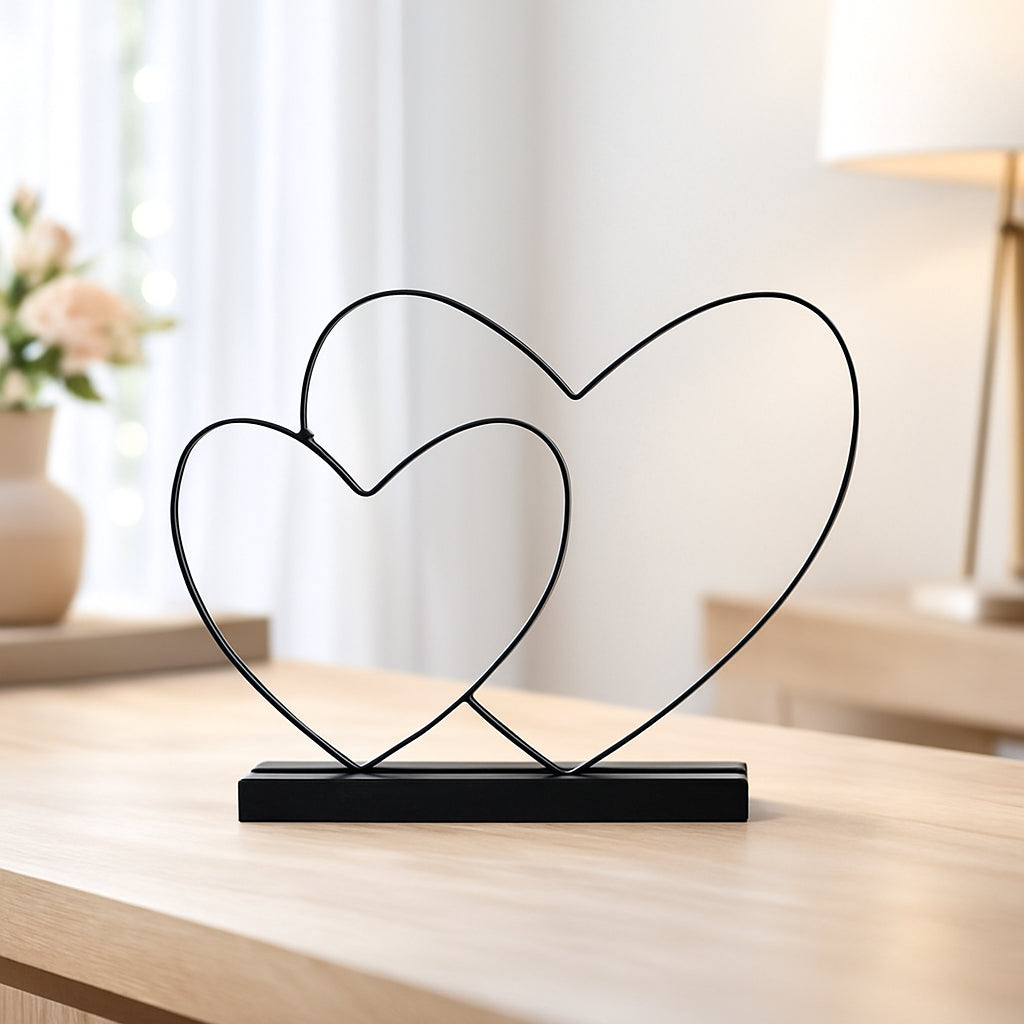 11" Black Metal Heart Sculpture - You & Me Collection
