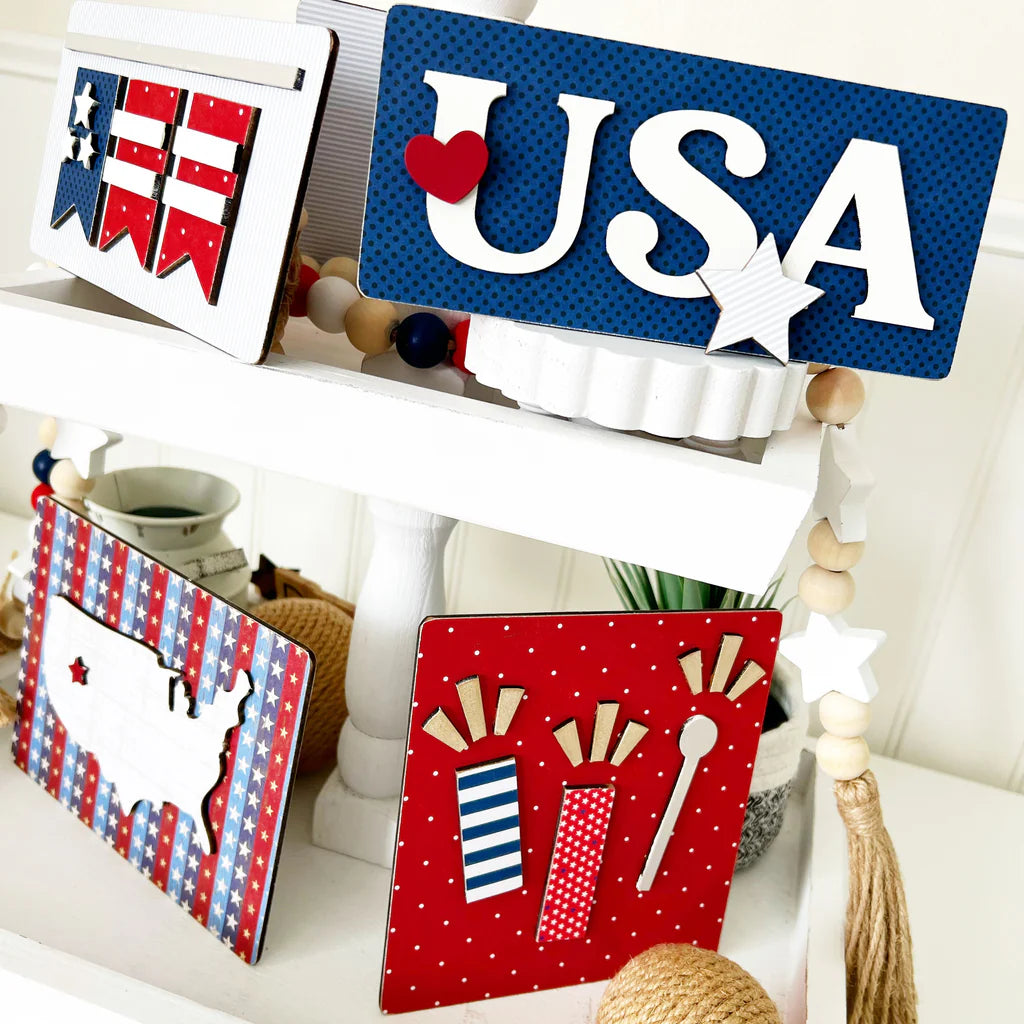 Tiered Tray Set - USA 4th DIY Finish
