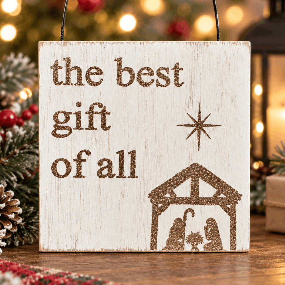 4" x 4" x 0.25" Wood Tile Sign (The Best Gift Of All)