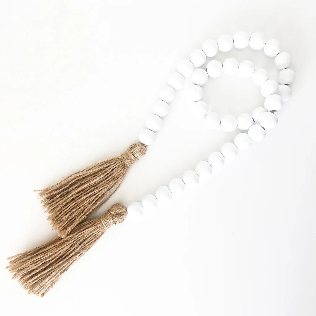 Wood Beads-Bright White