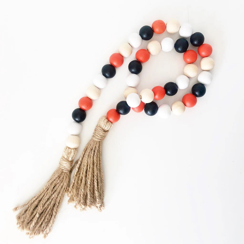 Wood Beads - Black, White, Orange