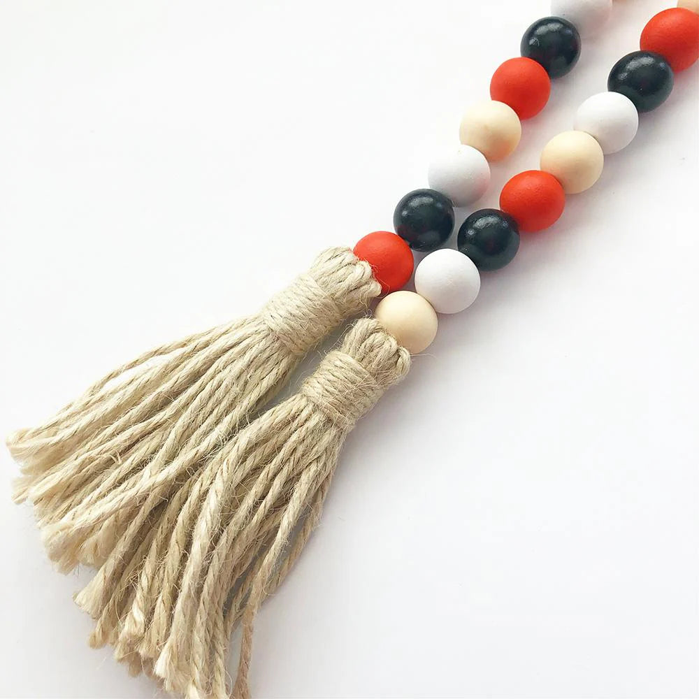 Wood Beads - Black, White, Orange