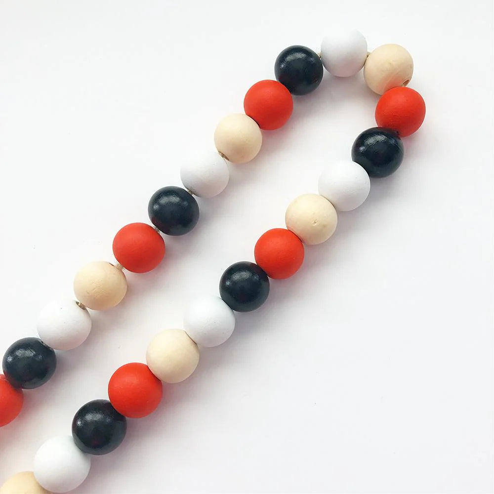 Wood Beads - Black, White, Orange
