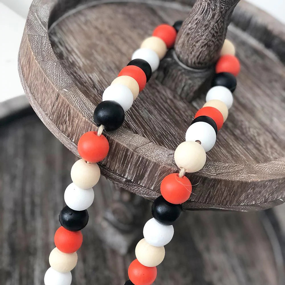 Wood Beads - Black, White, Orange