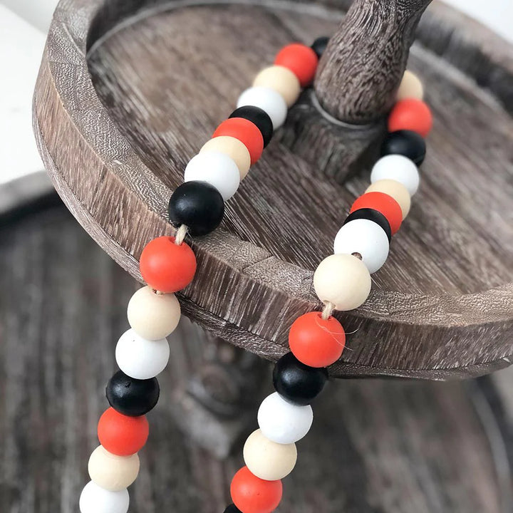 Wood Beads - Black, White, Orange
