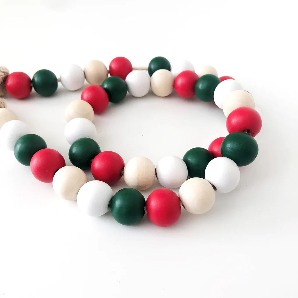 Wood Beads - Green, Red, White, Natural