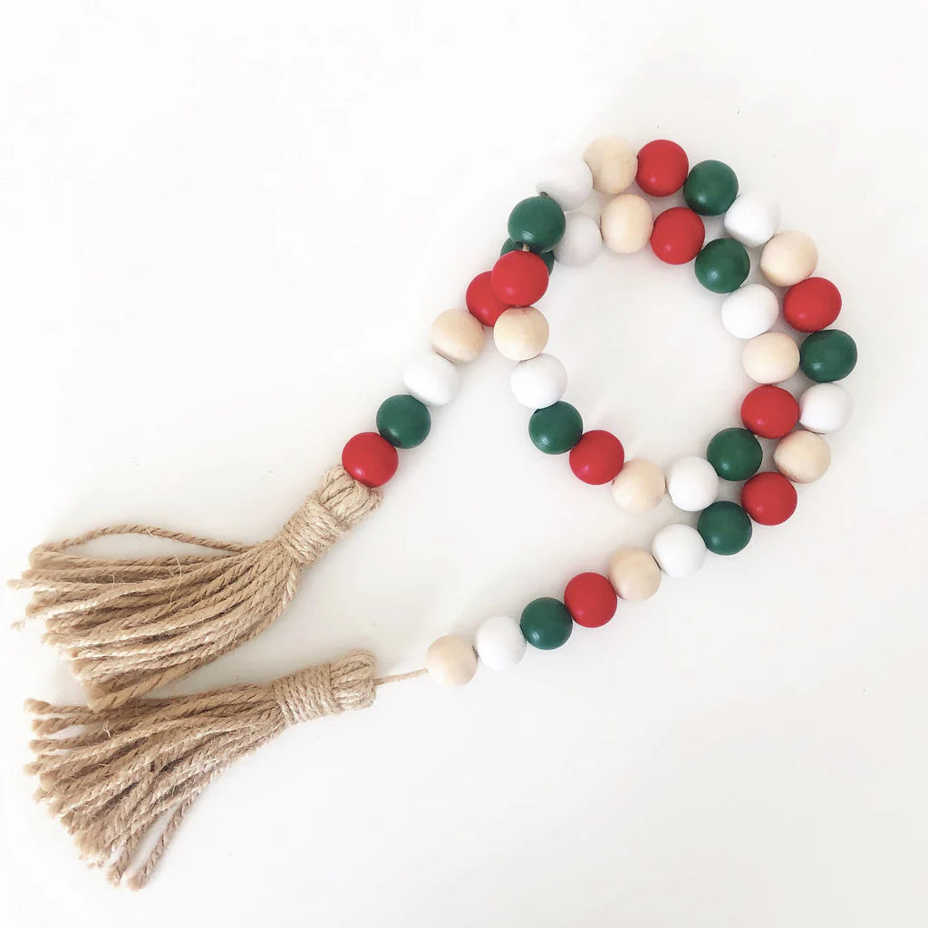 Wood Beads - Green, Red, White, Natural