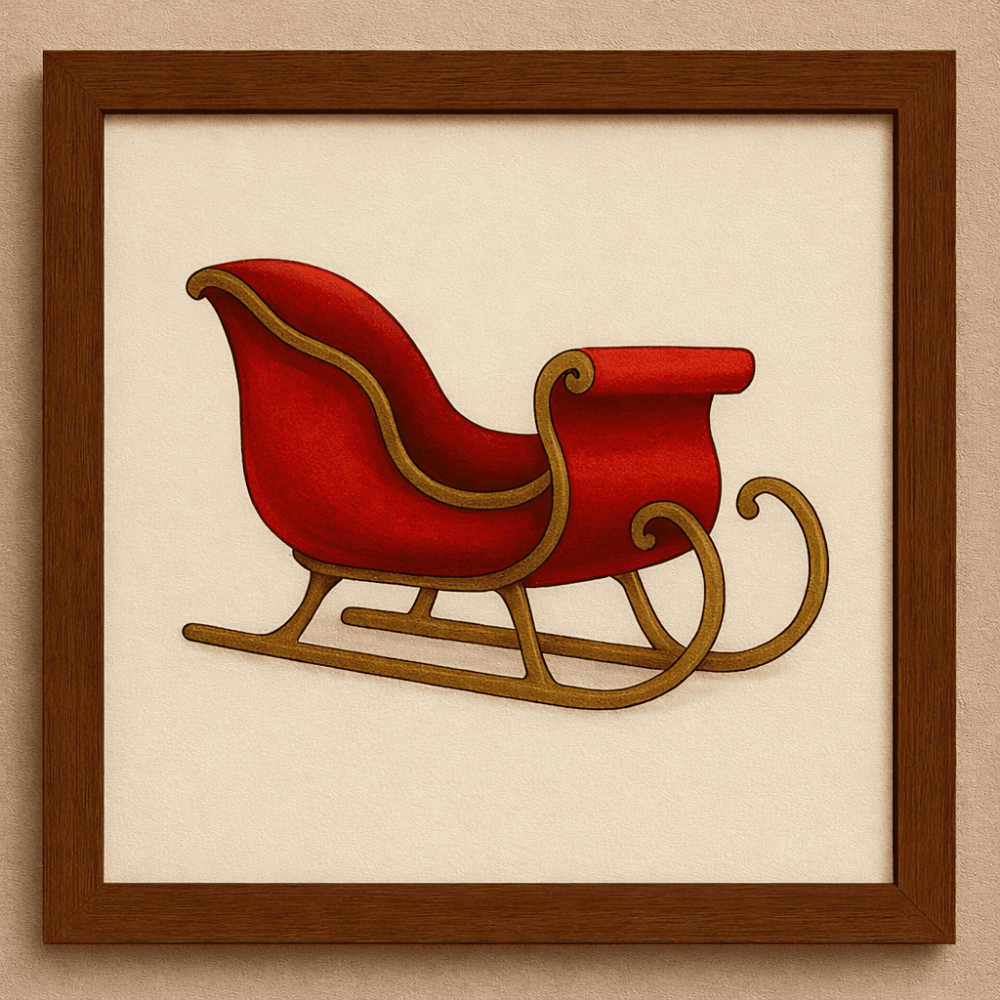 Sleigh Wall art Traditional Christmas 10"x10"