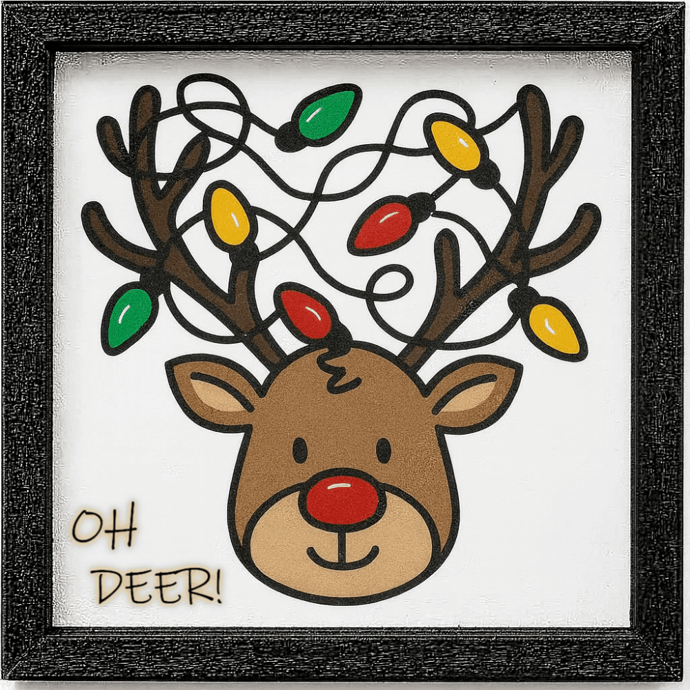 Oh DEER" Christmas Lights Collection 12"x12"