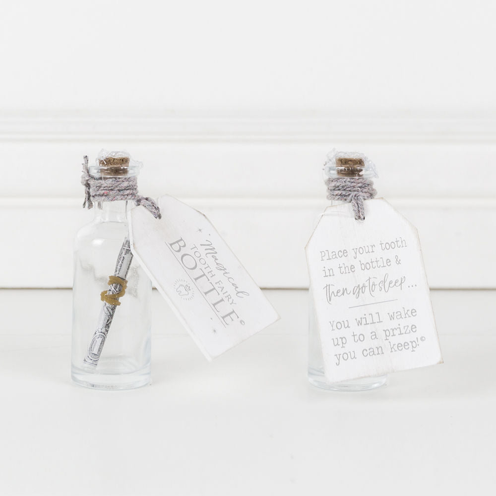 2" x 3" x 0.25" Wood Tag with Container (Tooth Fairy Bottle)