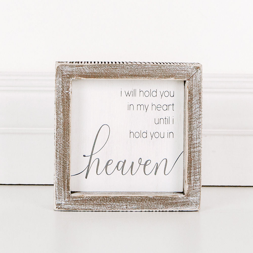 5x5 Heaven Wood Frame Sign - White & Grey