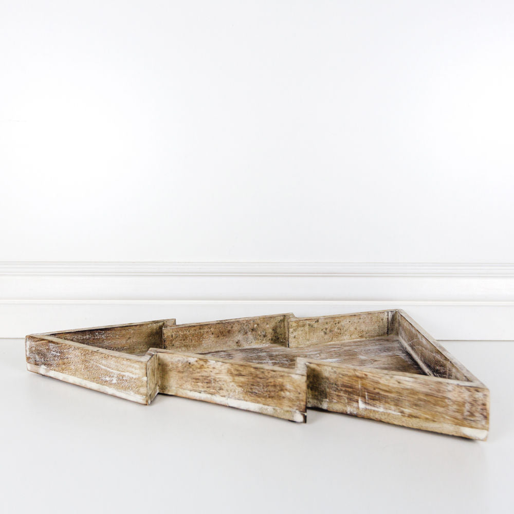 Mango Wood Christmas Tree Trays Set of Two (20", 18")